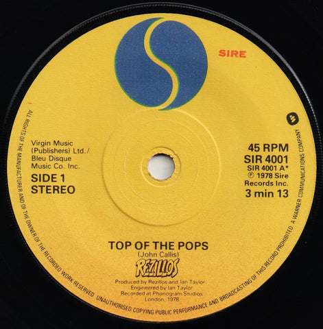 Rezillos* : Top Of The Pops (7", Single)