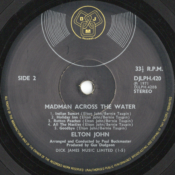 Elton John : Madman Across The Water (LP, Album, Gat)