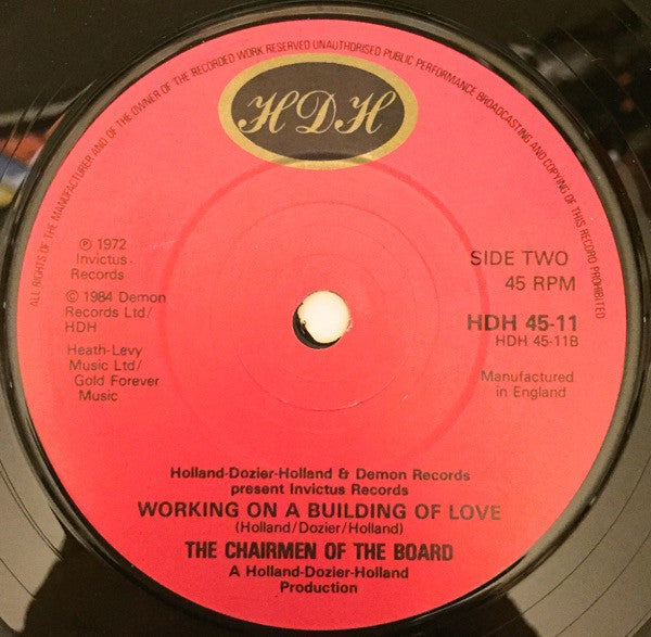 Chairmen Of The Board : Give Me Just A Little More Time / Working On A Building Of Love (7", Single)