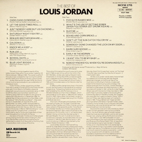 Louis Jordan : The Best Of Louis Jordan (LP, Comp, Mono)