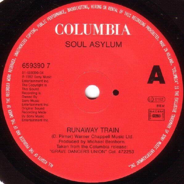 Soul Asylum (2) : Runaway Train (7", Single, Sol)