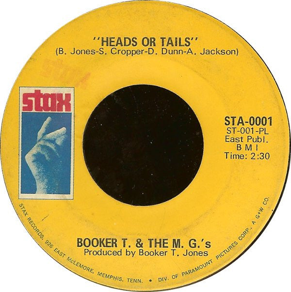 Booker T. & The M. G.'s* : Heads Or Tails (7", Single, PL )