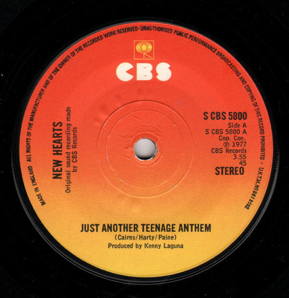 New Hearts : Just Another Teenage Anthem (7", Single)