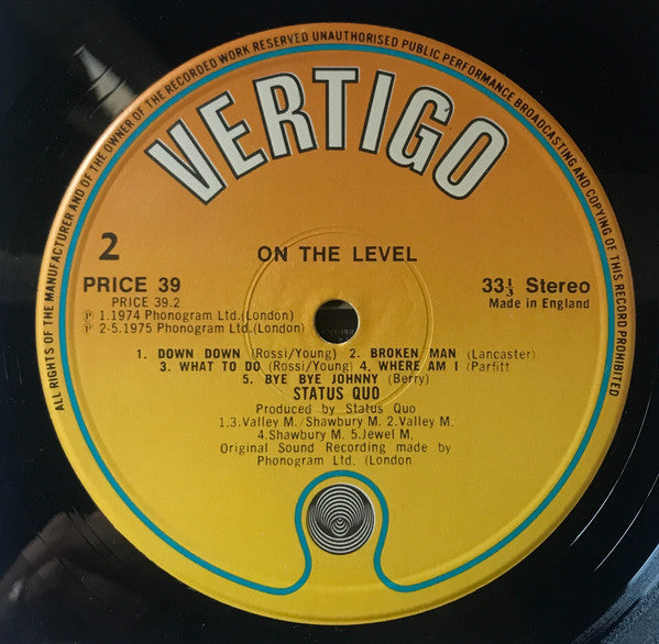 Status Quo : On The Level (LP, Album, RE)