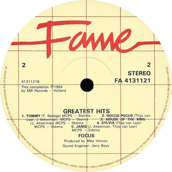 Focus (2) : Greatest Hits Of Focus (LP, Comp)