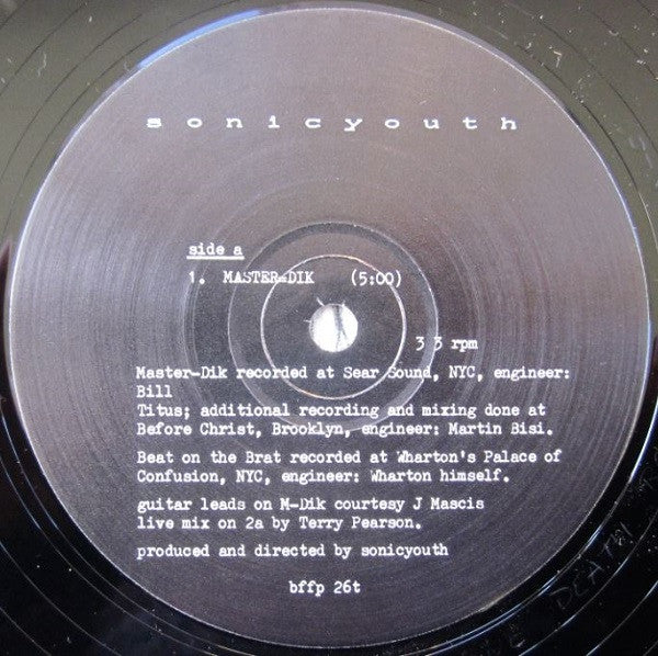 Sonic Youth : Master=Dik / Beat On The Brat (12", EP, Single)