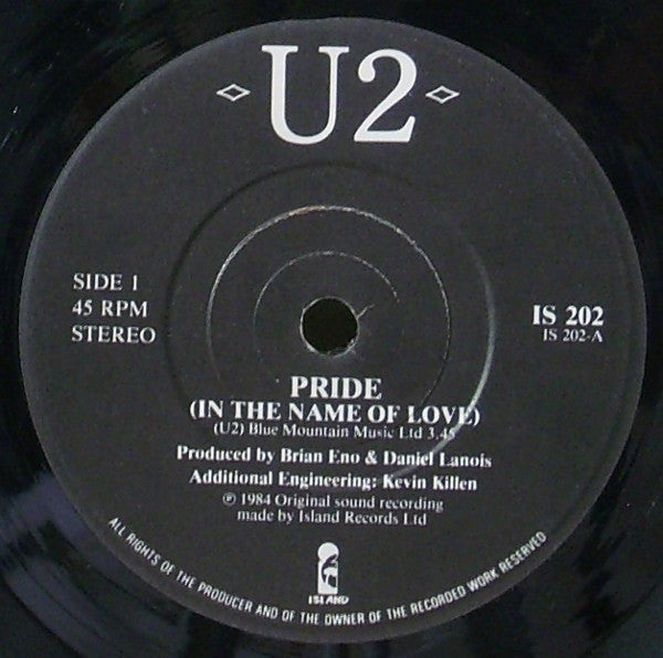 U2 : Pride (In The Name Of Love) (7", Single, Bla)