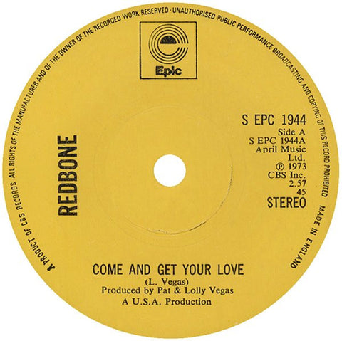 Redbone : Come And Get Your Love (7", Single)