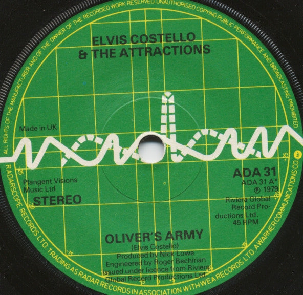 Elvis Costello And The Attractions* : Oliver's Army (7", Single, Sol)