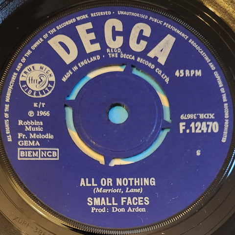 Small Faces : All Or Nothing (7", Single)