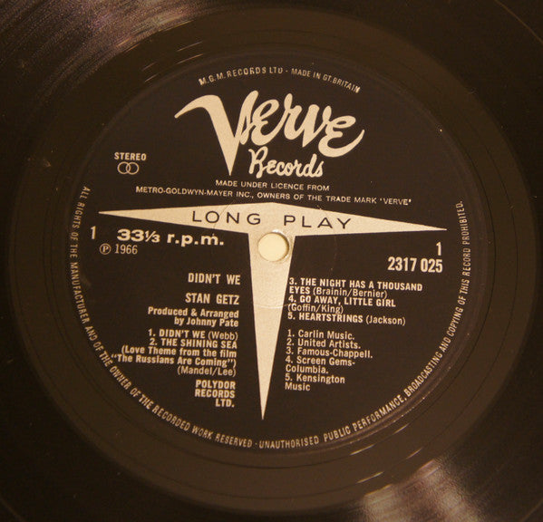 Stan Getz : Didn't We (LP, Album)