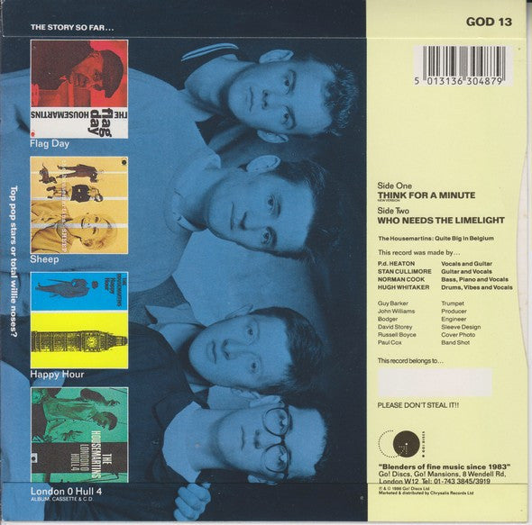 The Housemartins : Think For A Minute (New Version) (7", Single, Sil)
