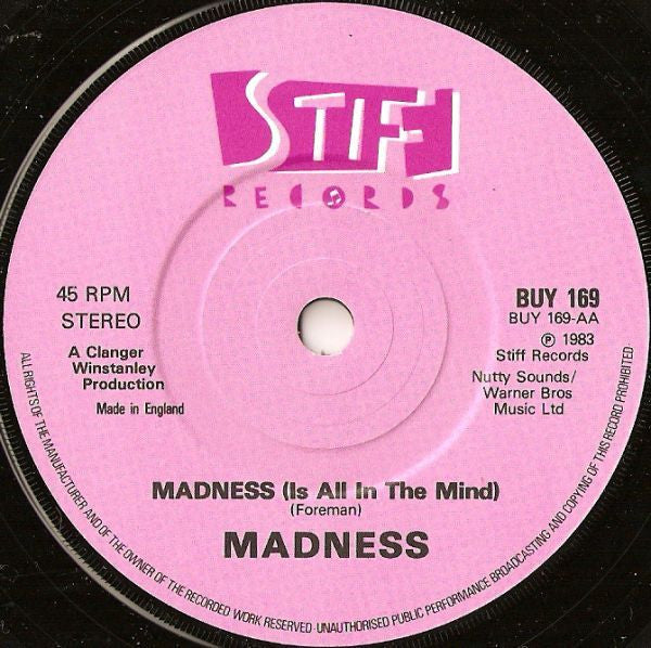 Madness : Tomorrow's Just Another Day / Madness (Is All In The Mind) (7", Single)