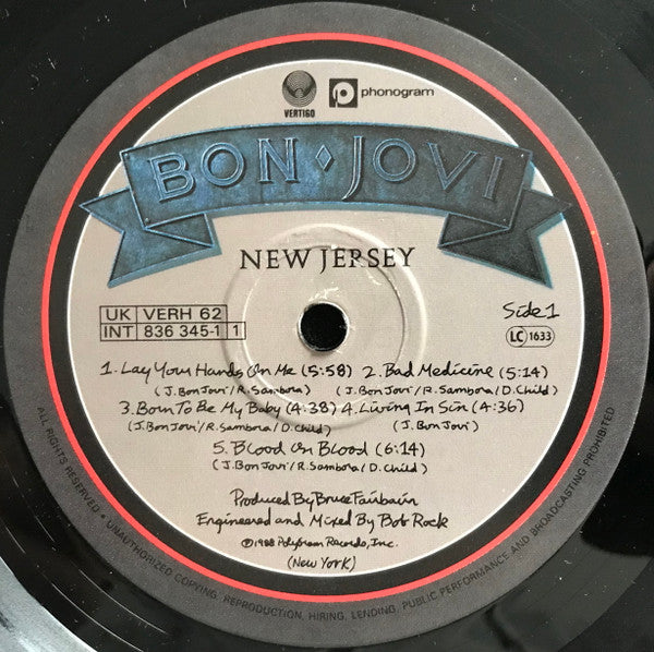 Bon Jovi : New Jersey (LP, Album)