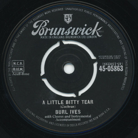 Burl Ives : A Little Bitty Tear (7", Single)