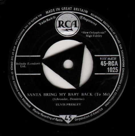 Elvis Presley : Santa Bring My Baby Back (To Me) (7", Single)