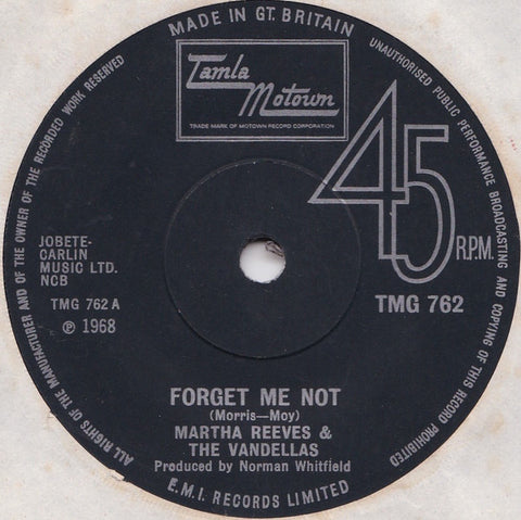 Martha Reeves & The Vandellas : Forget Me Not (7", Single, Sol)
