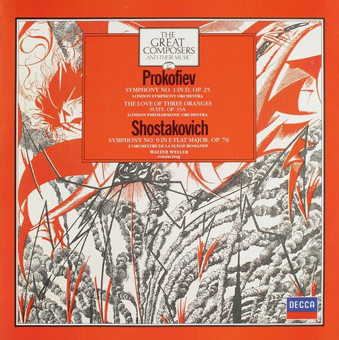 Prokofiev* / Shostakovich* : Symphony No. 1 In D, Op. 25 / The Love Of Three Oranges Suite, Op.33A / Symphony No. 9 In E Flat Major, Op. 70 (LP, Comp)