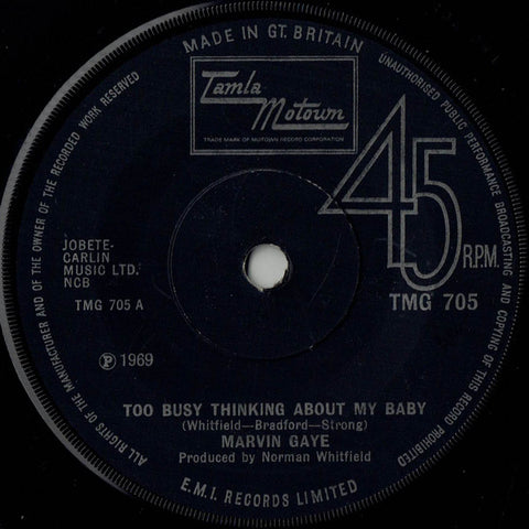 Marvin Gaye : Too Busy Thinking About My Baby (7", Single, Sol)