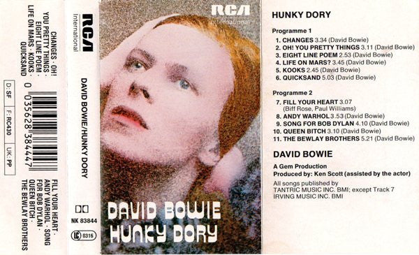 David Bowie : Hunky Dory (Cass, Album, RE, whi)