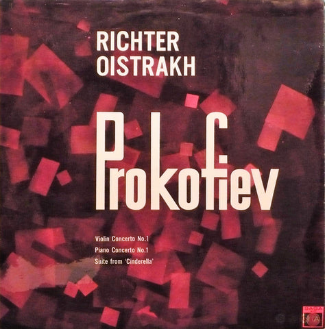Sergei Prokofiev, Sviatoslav Richter, David Oistrach : Violin Concerto No. 1 / Piano Concerto No.1 / Suite From 'Cinderella' (LP, Comp, RE)