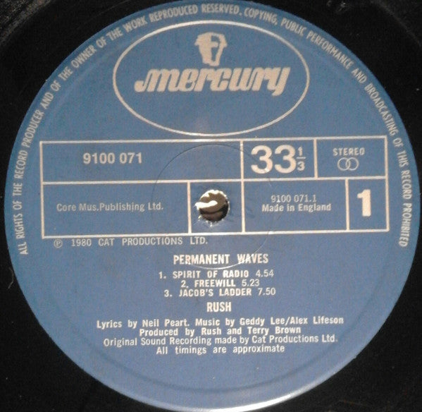 Rush : Permanent Waves (LP, Album, M/Print)