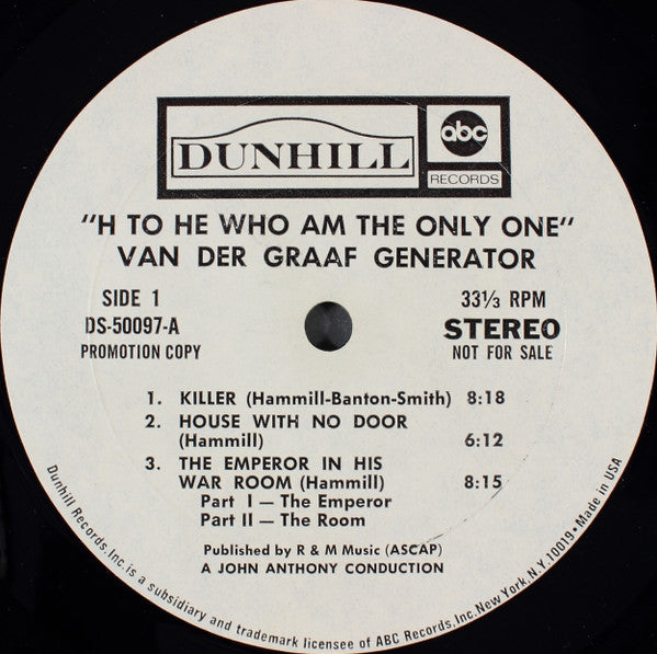 Van Der Graaf Generator : H To He Who Am The Only One (LP, Album, Promo, Gat)
