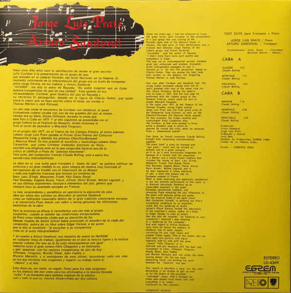 Jorge Luis Prats, Arturo Sandoval : Toot Suite (LP, Ora)