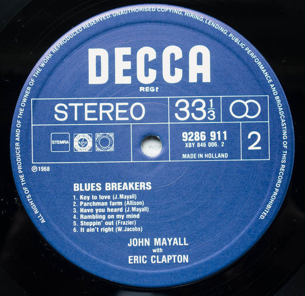 John Mayall With Eric Clapton : Bluesbreakers (LP, Album, RP)