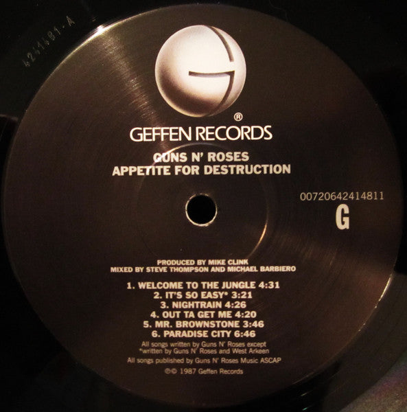 Guns N' Roses : Appetite For Destruction (LP, Album, RE, RP)