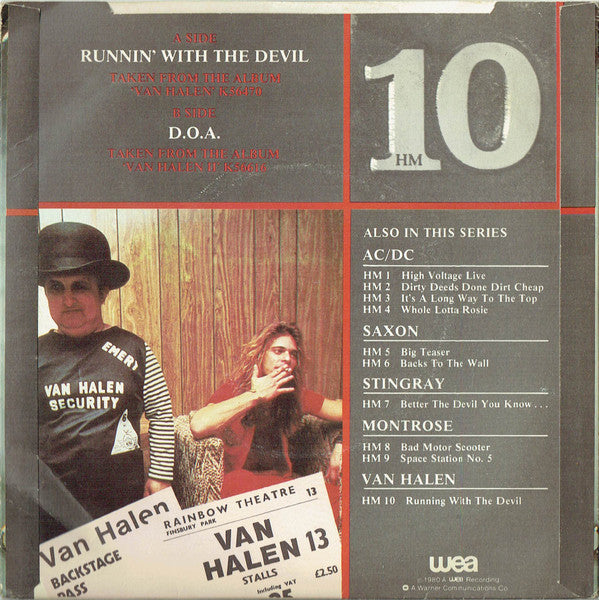 Van Halen : Runnin' With The Devil (7", Single, Dam)