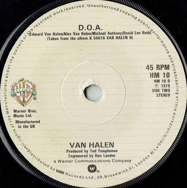 Van Halen : Runnin' With The Devil (7", Single, Dam)