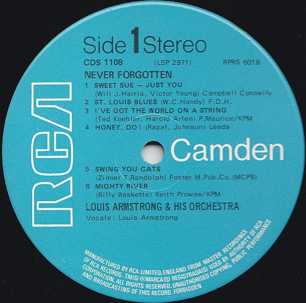 Louis Armstrong : Never Forgotten (LP, Comp)