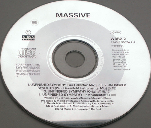 Massive* : Unfinished Sympathy (CD, Single, RE)