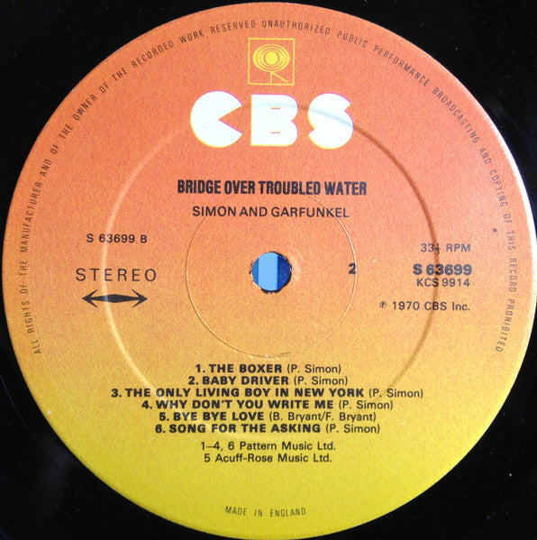 Simon & Garfunkel : Bridge Over Troubled Water (LP, Album, RE)