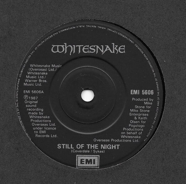 Whitesnake : Still Of The Night (7", Single, Bla)