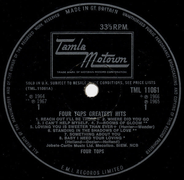 Four Tops : Greatest Hits (LP, Comp, Mono)