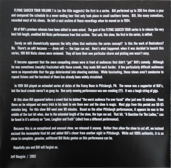 Bill Hicks : Flying Saucer Tour Vol. 1 Pittsburgh, PA. 6/20/91 (HDCD, Album)