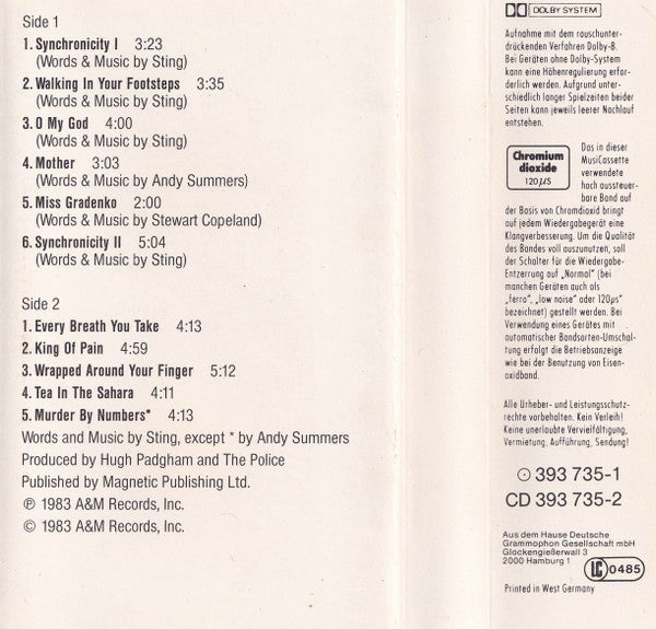 The Police : Synchronicity (Cass, Album, RE)