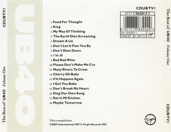 UB40 : The Best Of UB40 - Volume One (CD, Comp, RE)