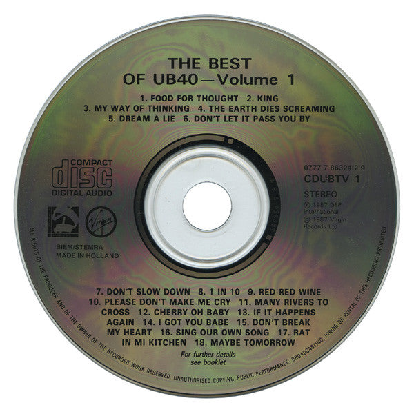 UB40 : The Best Of UB40 - Volume One (CD, Comp, RE)