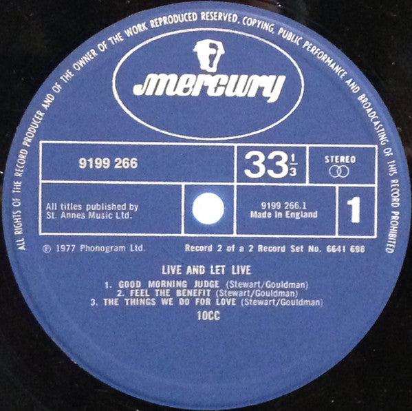 10cc : Live And Let Live (2xLP, Album)