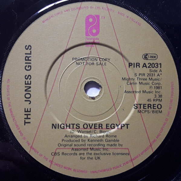 The Jones Girls : Nights Over Egypt (7", Single, Promo, Pap)