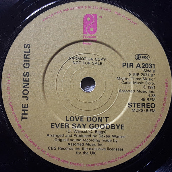 The Jones Girls : Nights Over Egypt (7", Single, Promo, Pap)