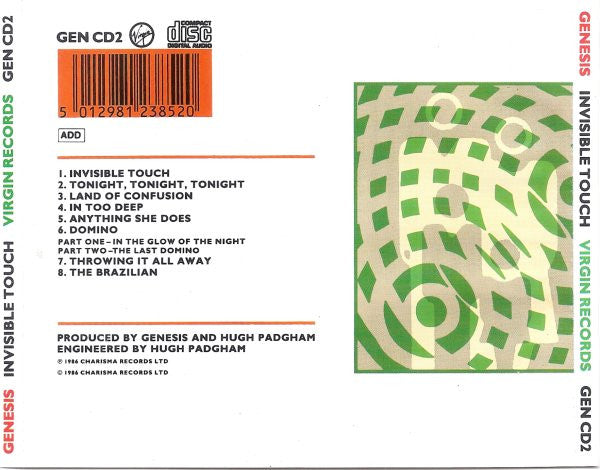 Genesis : Invisible Touch (CD, Album, Son)