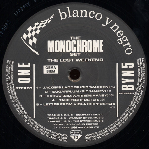 The Monochrome Set : The Lost Weekend (LP, Album)
