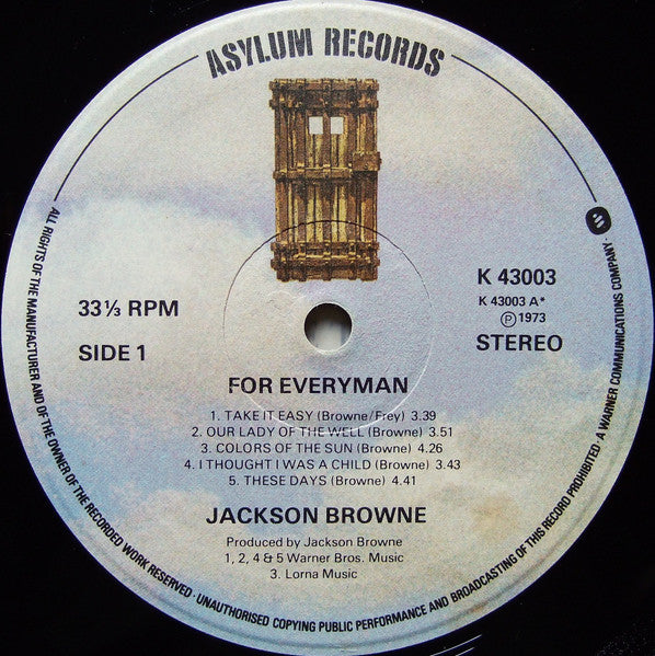 Jackson Browne : For Everyman (LP, Album, RE)