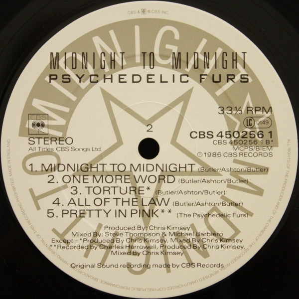 Psychedelic Furs* : Midnight To Midnight (LP, Album)