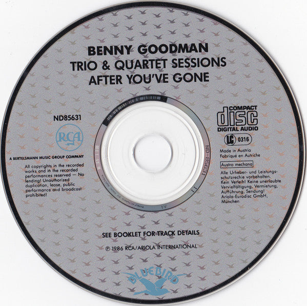 Benny Goodman : The Original Benny Goodman Trio & Quartet Sessions, Vol. 1 (After You've Gone) (CD, Comp, RM)