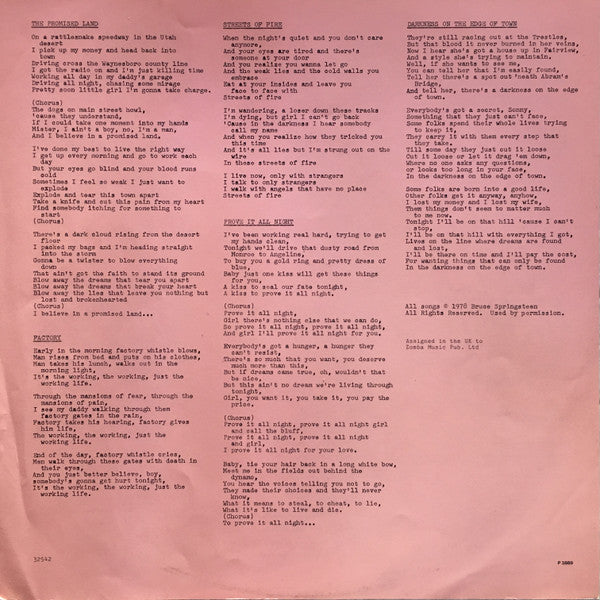 Bruce Springsteen : Darkness On The Edge Of Town (LP, Album)